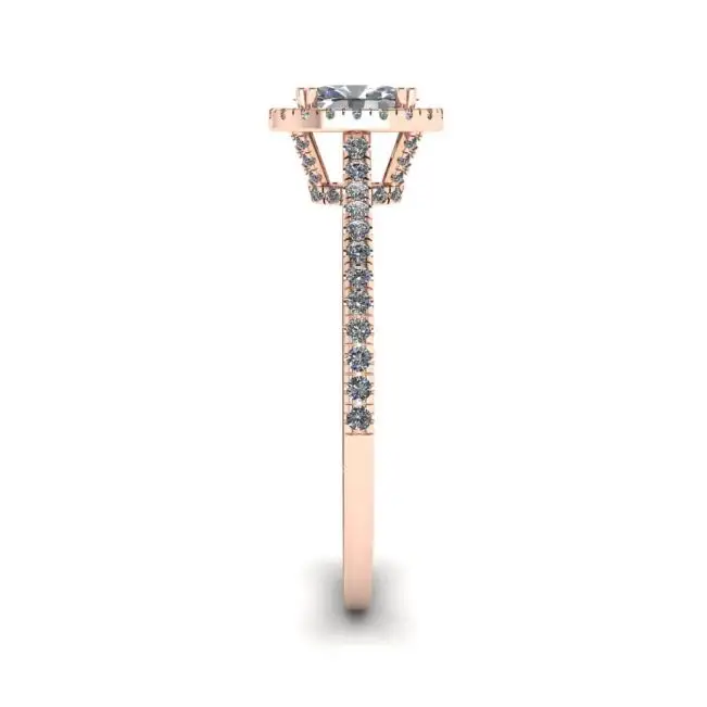 Halo Diamond Oval Cut Ring in 18K Rose Gold - Photo 2