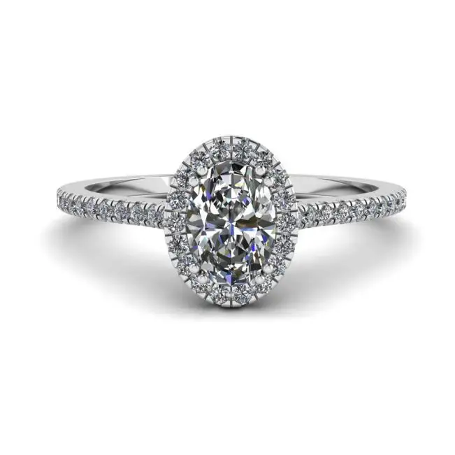 Halo Diamond Oval Cut Ring