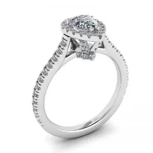 Halo Diamond Pear Cut Ring - Photo 3