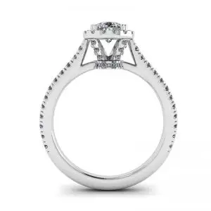 Halo Diamond Pear Cut Ring - Photo 1