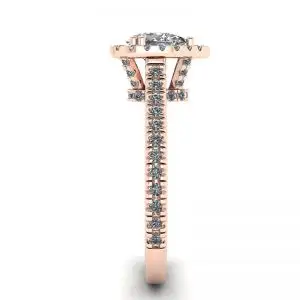 Halo Diamond Pear Cut Ring in 18K Rose Gold - Photo 2