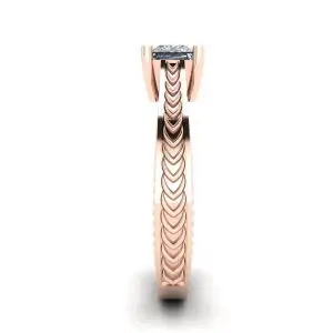 Oriental Style Princess Cut Diamond Ring 18K Rose Gold - Photo 2