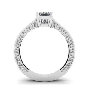 Oriental Style Princess Cut Diamond Ring - Photo 1