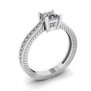 Oriental Style Princess Cut Diamond Ring - Photo 3
