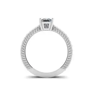 Oriental Style Princess Cut Diamond Ring with Pave - Photo 1