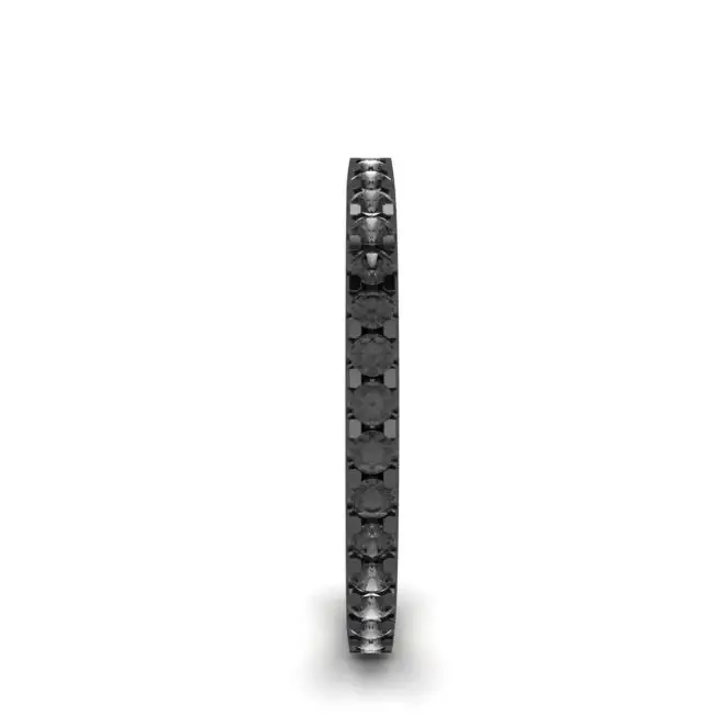 Black Diamonds Pave Eternity Ring Yellow Gold - Photo 2