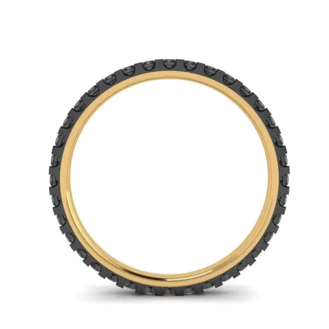 Black Diamonds Pave Eternity Ring Yellow Gold - Photo 1