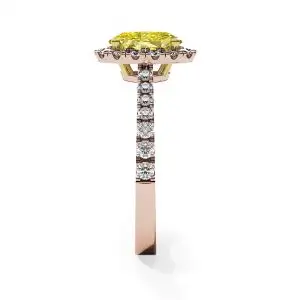 1.13 ct Oval Yellow Diamond Ring with Halo Rose Gold - Photo 3