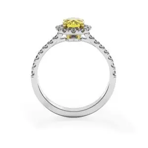 1.13 ct Oval Yellow Diamond Ring with Diamond Halo - Photo 1