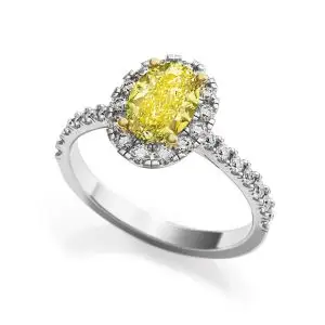 1.13 ct Oval Yellow Diamond Ring with Diamond Halo - Photo 2
