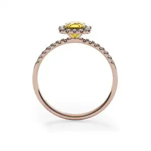 Cushion 0.5 ct Yellow Diamond Ring with Halo Rose Gold - Photo 1