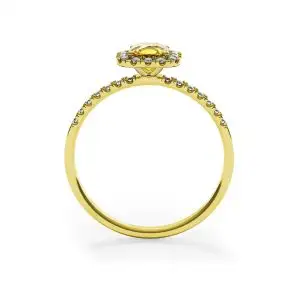 Cushion 0.5 ct Yellow Diamond Ring with Halo Yellow Gold - Photo 1