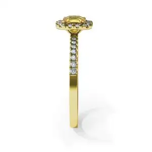 Cushion 0.5 ct Yellow Diamond Ring with Halo Yellow Gold - Photo 2
