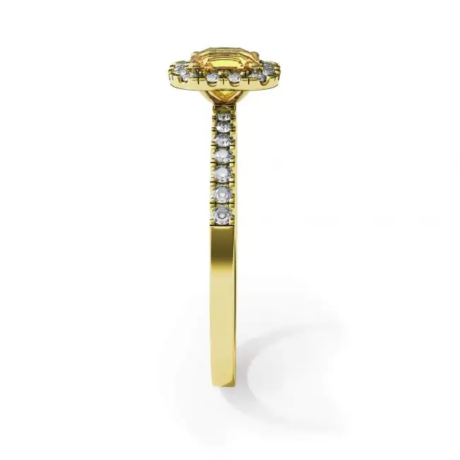 Cushion 0.5 ct Yellow Diamond Ring with Halo Yellow Gold - Photo 2