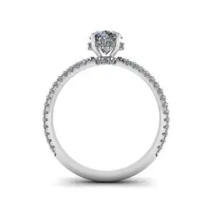 Oval Diamond Ring with Three Row Diamond Pavé Band - Photo 1