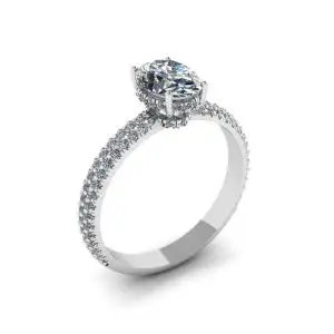 Oval Diamond Ring with Three Row Diamond Pavé Band - Photo 3