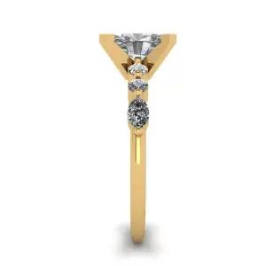 Oval Diamond Side Marquise and Round Stones Ring Yellow Gold - Photo 2