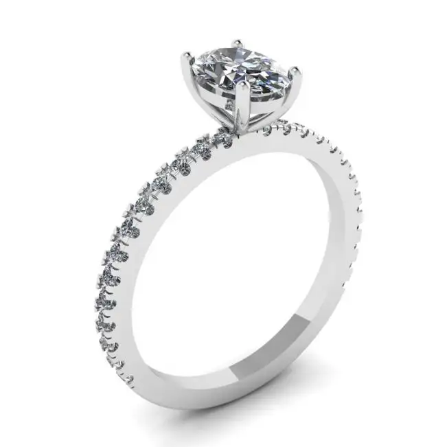 Oval Diamond Ring with Side Pave - Photo 3