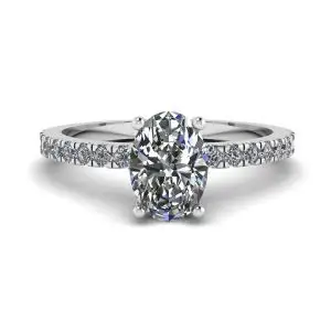 Oval Diamond Ring with Side Pave