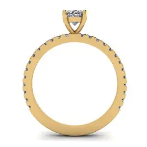 Oval Diamond Ring with Pave in Yellow Gold  - Photo 1