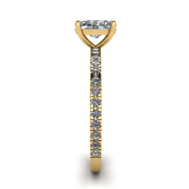 Oval Diamond Ring with Pave in Yellow Gold  - Photo 2