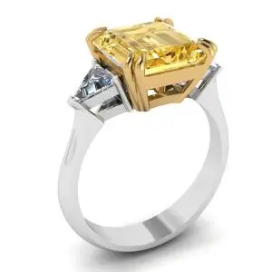 Emerald Cut Yellow Sapphire Ring White Gold - Photo 3