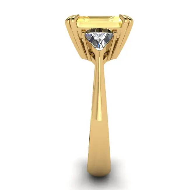 Emerald Cut Yellow Sapphire Ring Yellow Gold - Photo 2