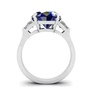 Three Stone Ring with Sapphire White Gold - Photo 1