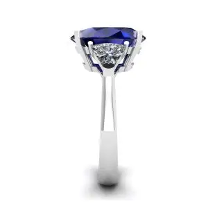 Three Stone Ring with Sapphire White Gold - Photo 2