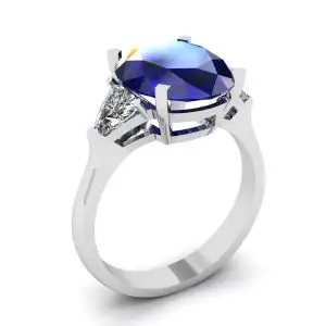 Three Stone Ring with Sapphire White Gold - Photo 3