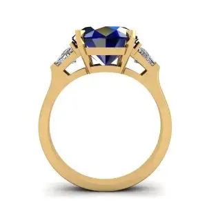 Three Stone Ring with Sapphire Yellow Gold - Photo 1
