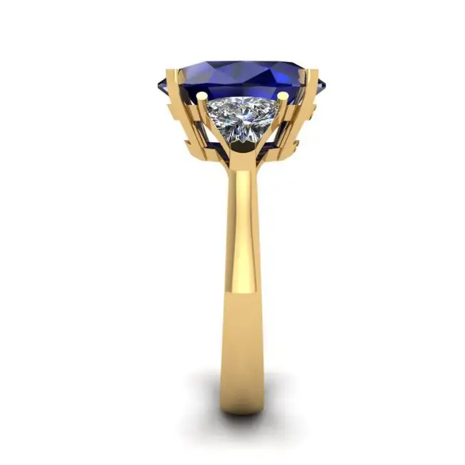 Three Stone Ring with Sapphire Yellow Gold - Photo 2