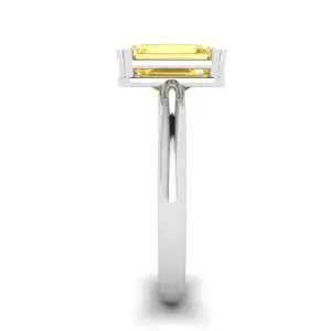 2 carat Emerald Cut Yellow Sapphire Ring White Gold - Photo 2