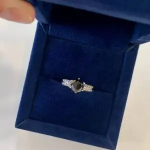 6-Prong Black Diamond with Duo-color Pave Ring  Yellow Gold - Photo 6