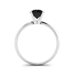 Black Diamond V Setting Ring White Gold - Photo 1