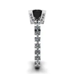 Round Black Diamond Ring with Side and Hidden Pave - Photo 2