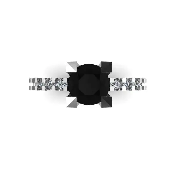 Engagement rings with black diamonds on the side on sale