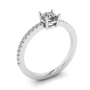 White Diamond Side Pave Ring 18K White Gold - Photo 3