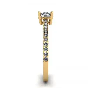 White Diamond Side Pave Ring 18K Yellow Gold - Photo 2