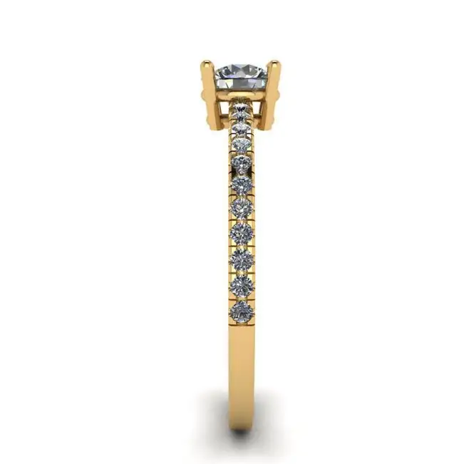 White Diamond Side Pave Ring 18K Yellow Gold - Photo 2