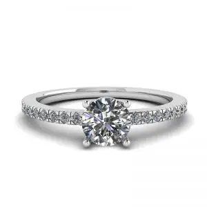 White Diamond Side Pave Ring 18K White Gold