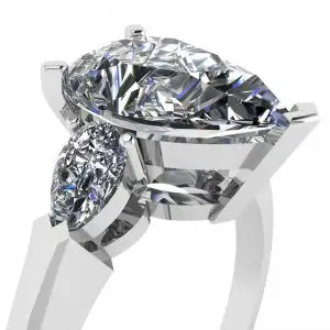 Three-Stone Pear Diamond Ring - Photo 1