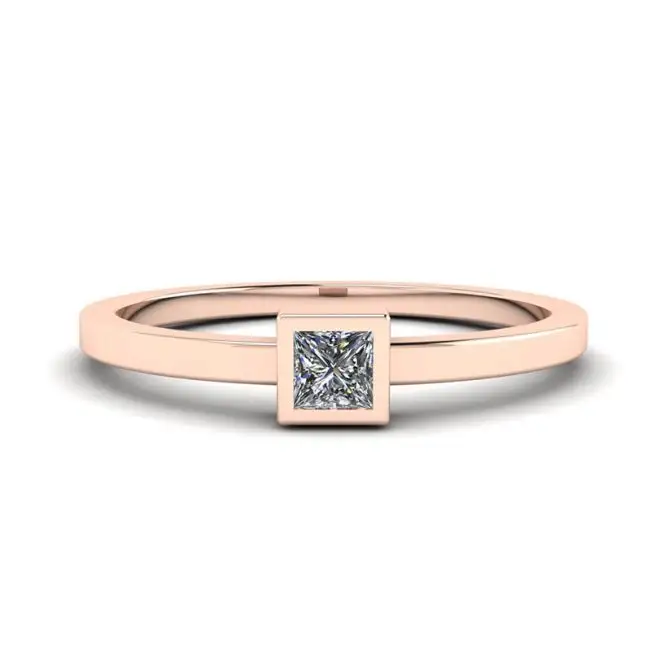 Princess Diamond Small Ring La Promesse Rose Gold