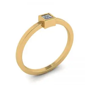 Princess Diamond Small Ring La Promesse Yellow Gold - Photo 3