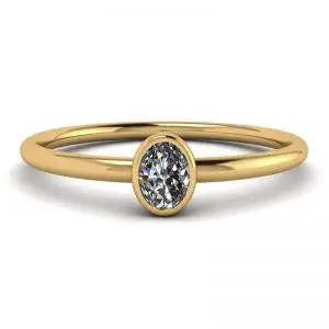 Oval Diamond Small Ring La Promesse Yellow Gold
