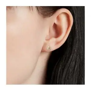 Cushion Yellow Diamond Stud Earrings in 18K White Gold - Photo 3