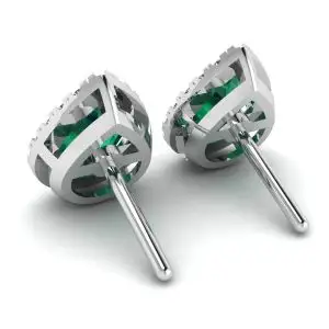 Pear-Shaped Emerald with Diamond Halo Earrings - Photo 2