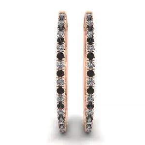 Hoop Black and White Diamond Earrings Rose Gold - Photo 2