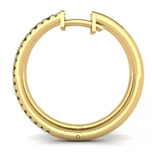 Hoop Black and White Diamond Earrings Yellow Gold - Photo 1