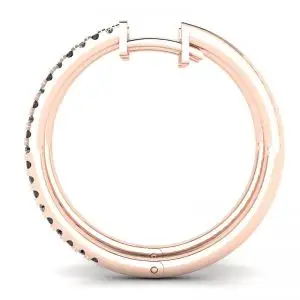 Hoop Black and White Diamond Earrings Rose Gold - Photo 1